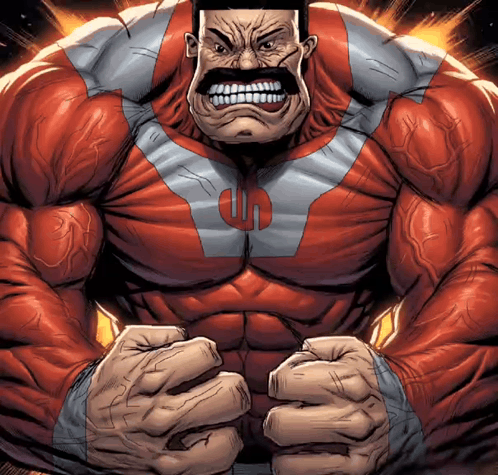 a cartoon of a superhero with a letter u on his chest