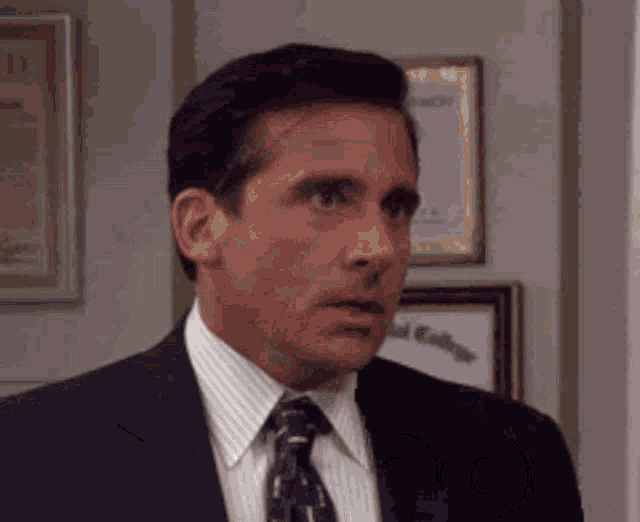 Michael Scott looks shocked in a scene from The Office.