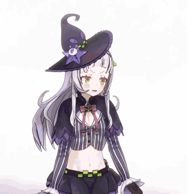 a drawing of a girl with a witch hat