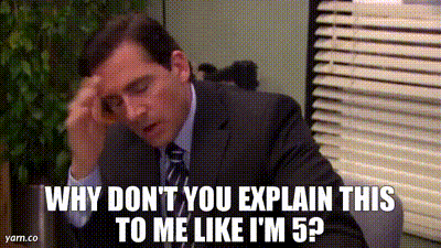 Michael Scott rubs his forehead beneath the caption “WHY DON'T YOU EXPLAIN THIS TO ME LIKE I'M 5?”