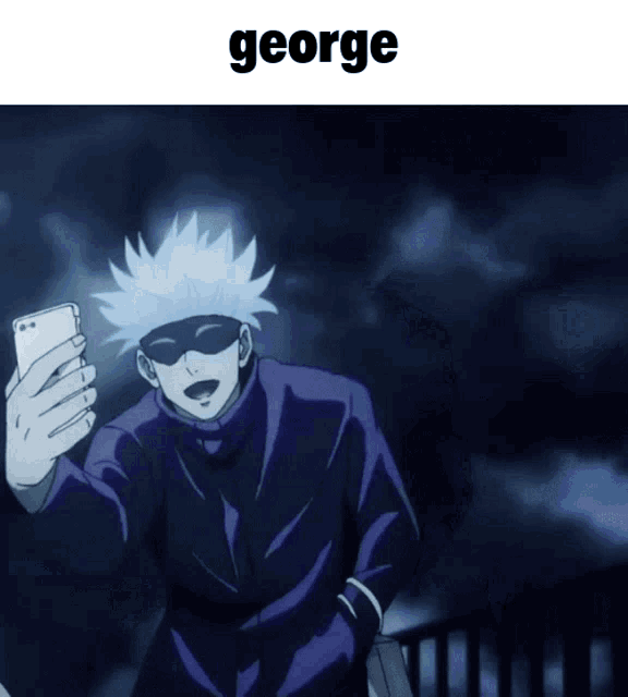 a cartoon character is taking a selfie with the name george above him