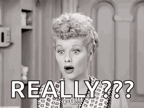 Lucille Ball gasps beneath the caption “REALLY???”