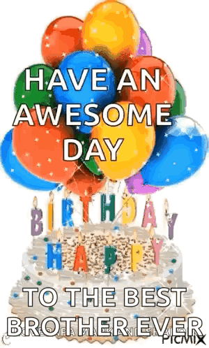 a birthday cake with balloons and candles on it .