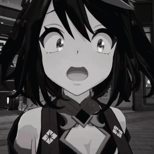 Kitasan Black from Umamusume stares ahead with a frightened open-mouthed expression.