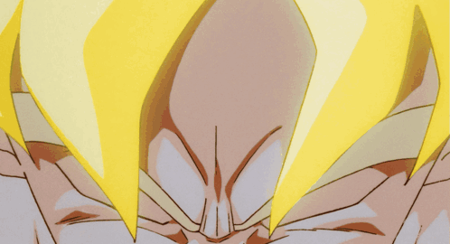 a close up of a cartoon character 's face with yellow hair