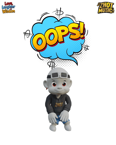 a cartoon character with a speech bubble that says " oops "