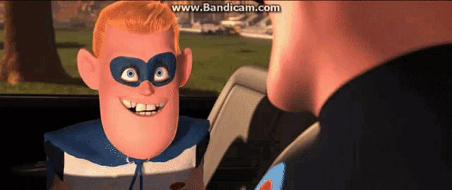 a cartoon character from the movie the incredibles is smiling