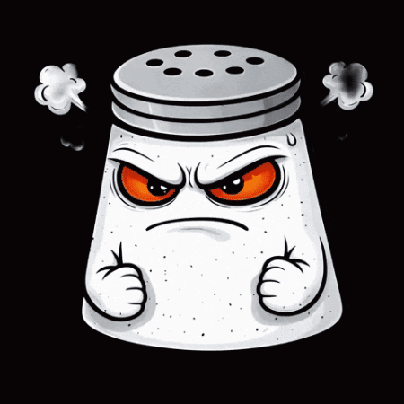 a cartoon salt shaker with smoke coming out of it and the number 1-800 above it