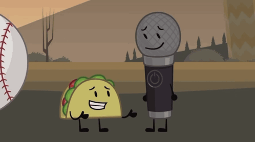 a taco and a microphone in a cartoon