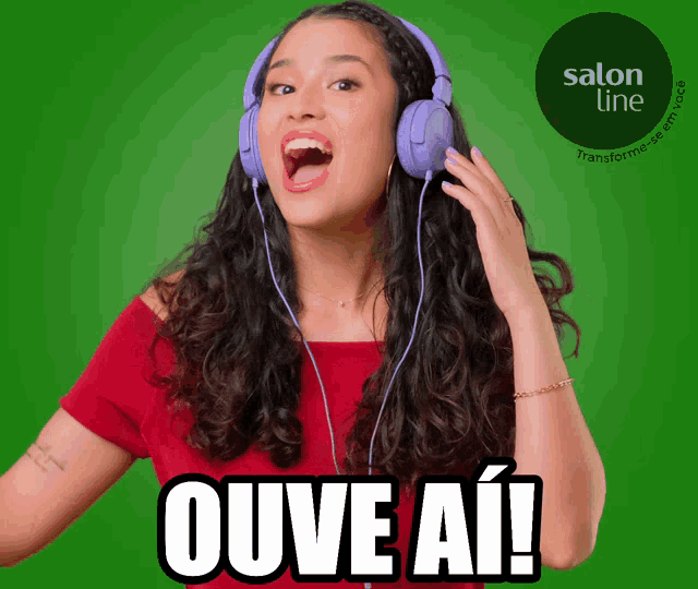 a woman wearing headphones with ouve ai written on her face