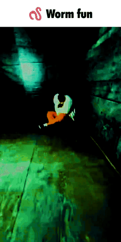 a picture of a person in a dark room with the words worm fun above them
