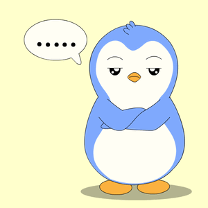 a cartoon penguin with a speech bubble above his head