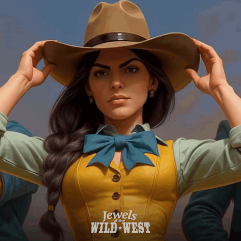 an advertisement for jewels of the wild west shows a woman