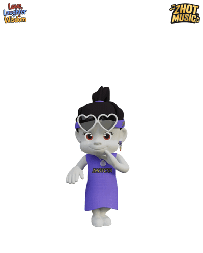 a cartoon character wearing a purple dress and heart shaped sunglasses is standing in front of a fireworks display