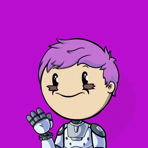 a cartoon character with purple hair and the words have a great above him