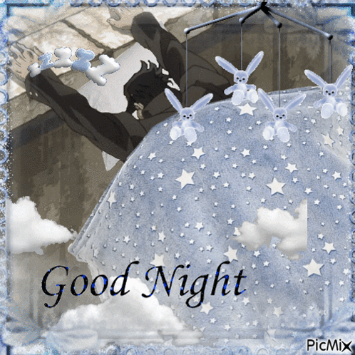 a picture of a bed with the words good night