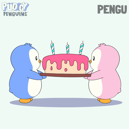 two penguins holding a cake that says happy mothers day