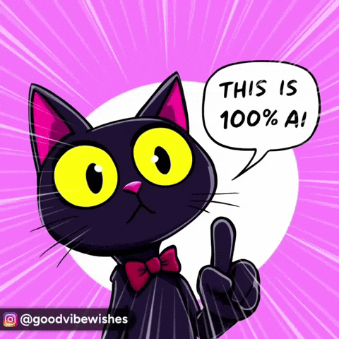 a black cat giving a peace sign with a speech bubble that says this is 100 % ai