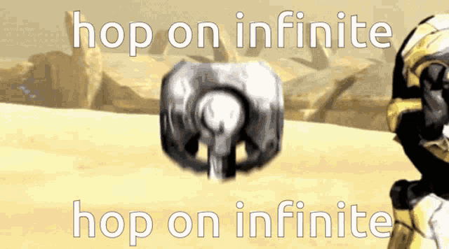 a video game scene with the words hop on infinite hop on infinite