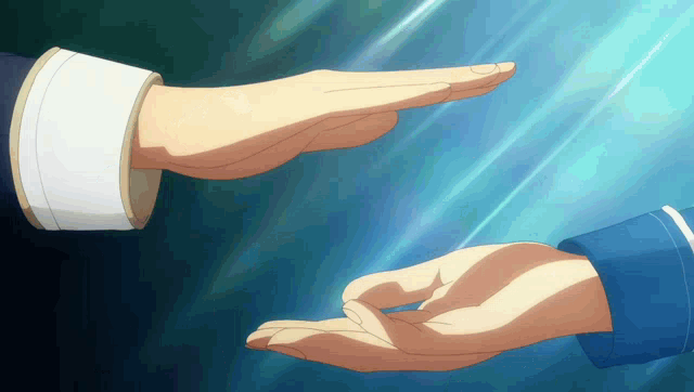 Two animated hands meet in a low five against a glowing blue background.