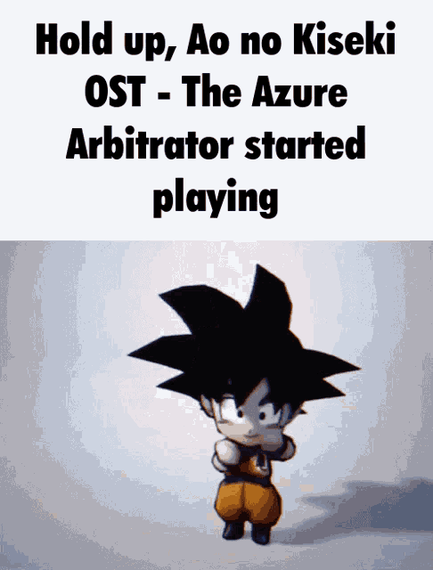 a picture of a cartoon character with the words hold up ao no kiseki ost the azure arbiter started playing