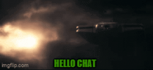 a picture of a gun with the words hello chat written on it