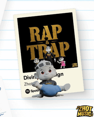 a picture of a cartoon character with the words rap and trap written on it