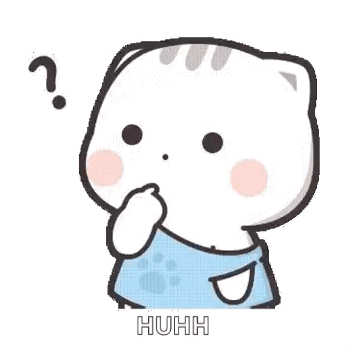 A simple white cartoon cat holds its chin beside a question mark.