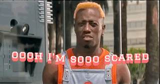 Wesley Snipes looks alarmed, captioned “OOOH I’M SO SCARED.”