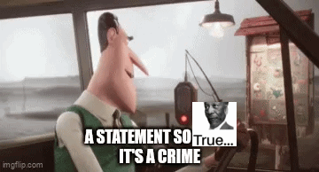 a cartoon character is driving a bus and says `` a statement so true ... it 's a crime `` .