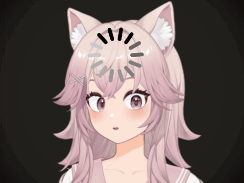 A cat-eared anime VTuber appears beneath a loading spinner.