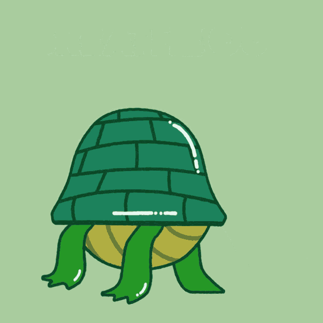 a green turtle with the words breathe out behind it