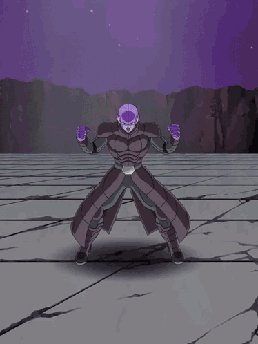 a cartoon of a man with a purple costume and a purple background