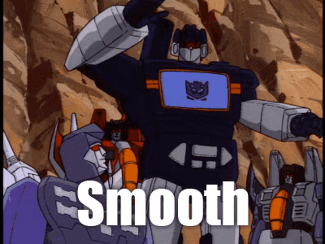the word smooth that is on a picture of a robot