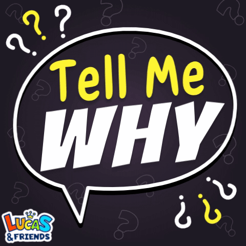 A speech bubble graphic says “Tell Me WHY” surrounded by question marks.