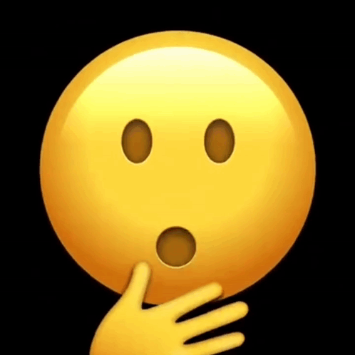 A thinking-face emoji reacts in disbelief with a hand on its chin.