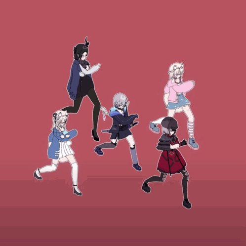 a drawing of a girl with different outfits including a blue jacket and a pink hoodie