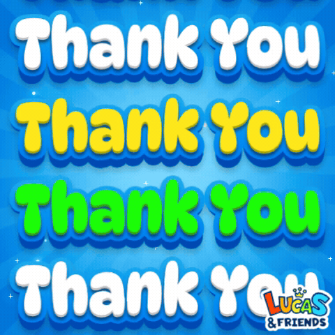 Stacked bubbly lettering repeats “Thank You” in four bright colors.