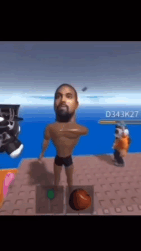 a man with a beard is playing a video game with a basketball in front of him .