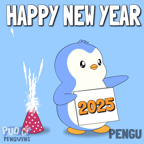 a penguin holds a sign that says 2026
