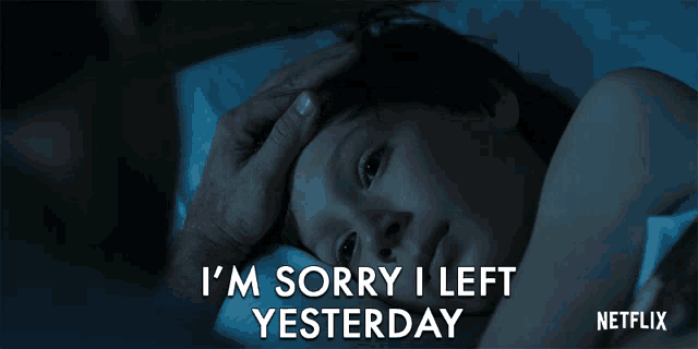 a netflix ad shows a child laying in bed with a hand on his forehead