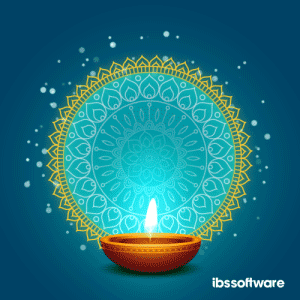 a candle in a bowl with a circular pattern on a blue background