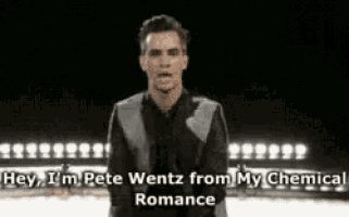 a man in a suit says hey i 'm pete wentz from my chemical romance ..