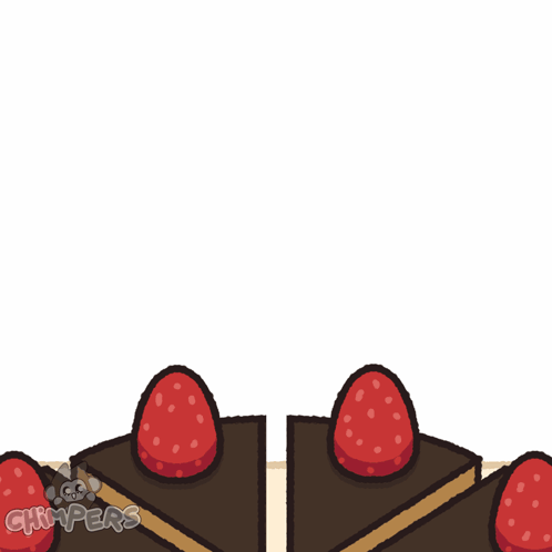 a cartoon of a monkey eating a piece of chocolate cake with strawberries on it