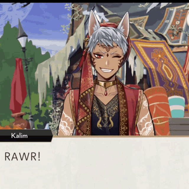 a cartoon character named kalim says rawr in a video game