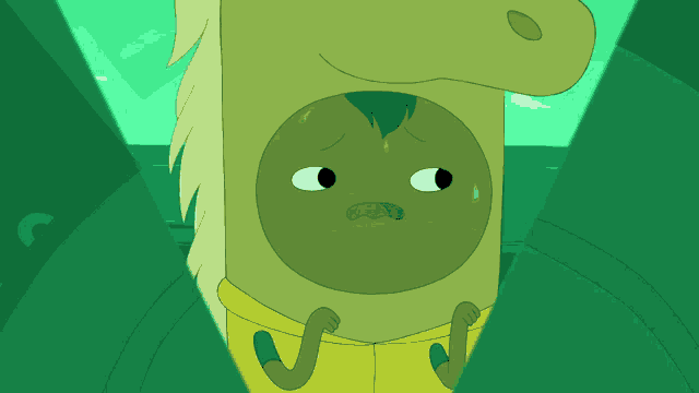 a cartoon character with a sad look on his face is wearing yellow shorts