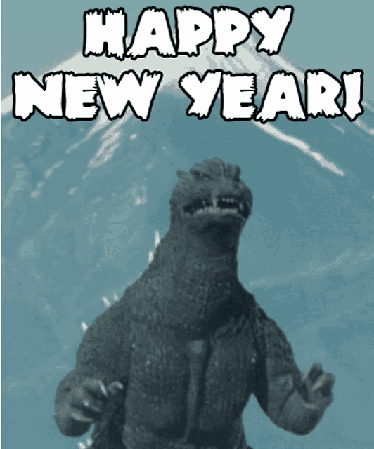 a picture of a monster with the words happy new year on it