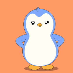 a blue and white penguin with an orange beak