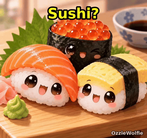 a picture of sushi with the caption sushi