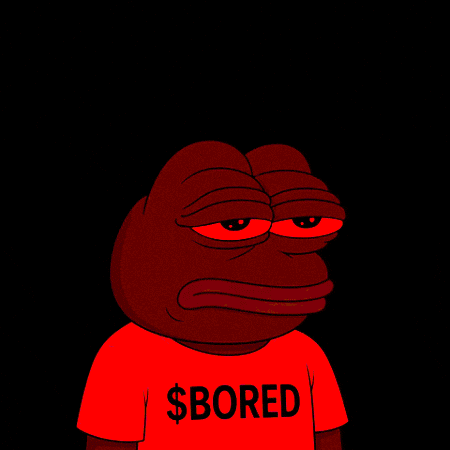 a cartoon frog is wearing a yellow shirt that says $ bored